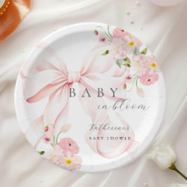 Roze Bow Baby in Bloom Baby shower Papier Bord