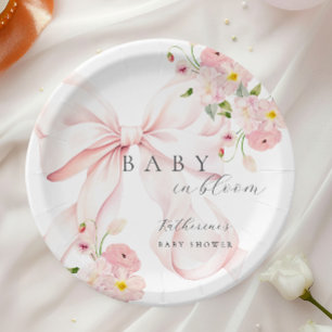 Roze Bow Baby in Bloom Baby shower Papier Bord