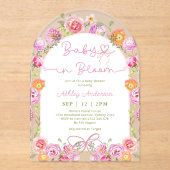 Roze Bow Baby in Bloom Bloemen Meisje Baby shower Acryl Uitnodigingen (Voorkant)