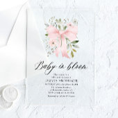 Roze Bow Baby in Bloom Bloemen Meisje Baby shower Acryl Uitnodigingen