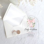 Roze Bow Baby in Bloom Bloemen Meisje Baby shower Acryl Uitnodigingen