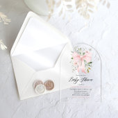 Roze Bow Baby in Bloom Bloemen Meisje Baby shower Acryl Uitnodigingen