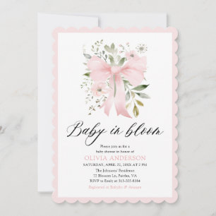 Roze Bow Baby in Bloom Bloemen Meisje Baby shower Kaart