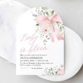 Roze Bow Baby in Bloom Bloemen Meisje Baby shower Kaart