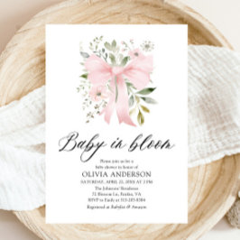 Roze Bow Baby in Bloom Bloemen Meisje Baby shower Kaart