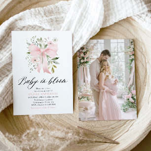 Roze Bow Baby in Bloom Bloemen Meisje Baby shower Kaart
