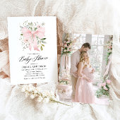 Roze Bow Baby in Bloom Bloemen Meisje Baby shower Kaart