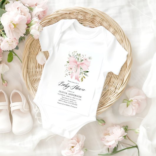 Roze Bow Baby in Bloom Bloemen Meisje Baby shower Kaart