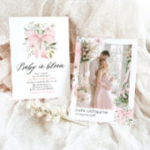 Roze Bow Baby in Bloom Bloemen Meisje Baby shower Kaart