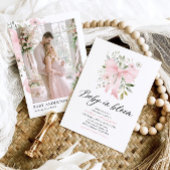Roze Bow Baby in Bloom Bloemen Meisje Baby shower Kaart