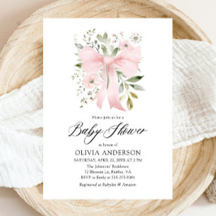 Roze Bow Baby in Bloom Bloemen Meisje Baby shower Kaart