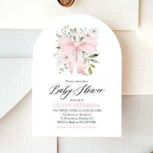 Roze Bow Baby in Bloom Bloemen Meisje Baby shower Kaart