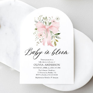 Roze Bow Baby in Bloom Bloemen Meisje Baby shower Kaart