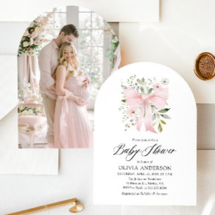 Roze Bow Baby in Bloom Bloemen Meisje Baby shower Kaart