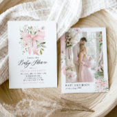 Roze Bow Baby in Bloom Bloemen Meisje Baby shower Kaart