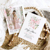 Roze Bow Baby in Bloom Bloemen Meisje Baby shower Kaart