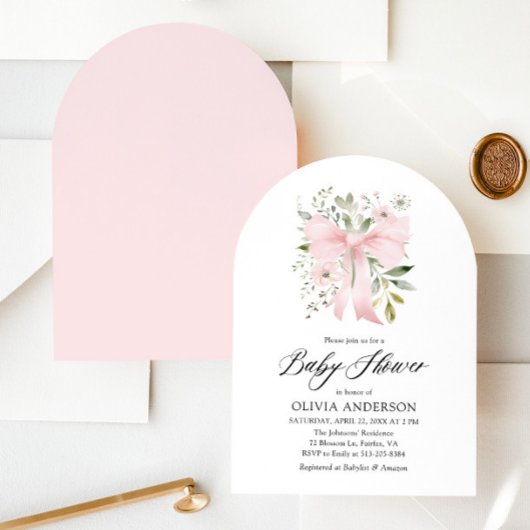Roze Bow Baby in Bloom Bloemen Meisje Baby shower Kaart