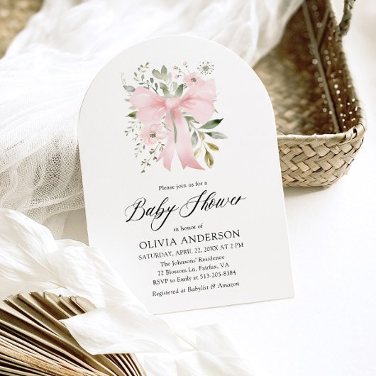 Roze Bow Baby in Bloom Bloemen Meisje Baby shower Kaart