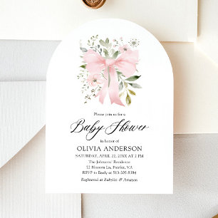 Roze Bow Baby in Bloom Bloemen Meisje Baby shower Kaart