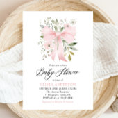 Roze Bow Baby in Bloom Bloemen Meisje Baby shower Kaart