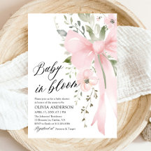Roze Bow Baby in Bloom Bloemen Meisje Baby shower
