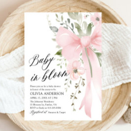 Roze Bow Baby in Bloom Bloemen Meisje Baby shower Kaart