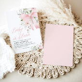 Roze Bow Baby in Bloom Bloemen Meisje Baby shower Kaart