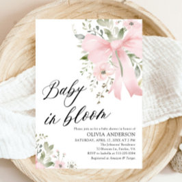 Roze Bow Baby in Bloom Bloemen Meisje Baby shower Kaart