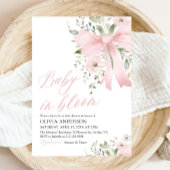 Roze Bow Baby in Bloom Bloemen Meisje Baby shower Kaart