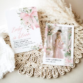 Roze Bow Baby in Bloom Bloemen Meisje Baby shower Kaart