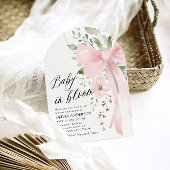 Roze Bow Baby in Bloom Bloemen Meisje Baby shower Kaart