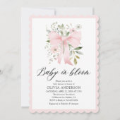 Roze Bow Baby in Bloom Bloemen Meisje Baby shower Kaart (Voorkant)