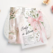 Roze Bow Baby in Bloom Bloemen Meisje Baby shower Vellum Uitnodigingen