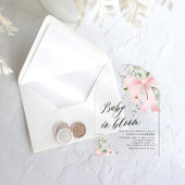 Roze Bow Baby in Bloom Floral Baby shower Arch Acryl Uitnodigingen