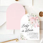 Roze Bow Baby in Bloom Floral Baby shower Arch Kaart