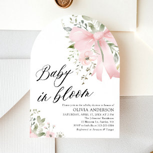 Roze Bow Baby in Bloom Floral Baby shower Arch Kaart