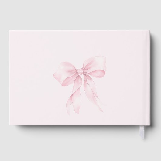 Roze Bow Baby in Bloom floral Baby shower Gastenboek (Achterkant)