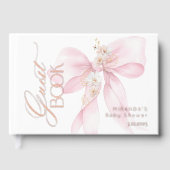 Roze Bow Baby in Bloom floral Baby shower Gastenboek (Voorkant)
