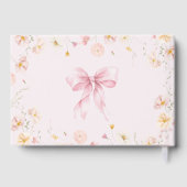 Roze Bow Baby in Bloom floral Baby shower Gastenboek (Achterkant)