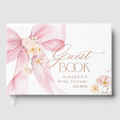 Roze Bow Baby in Bloom floral Baby shower Gastenboek (Voorkant)