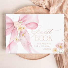 Roze Bow Baby in Bloom floral Baby shower Gastenboek