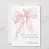 Roze Bow Baby in Bloom Floral Baby shower Kaart (Voorkant)