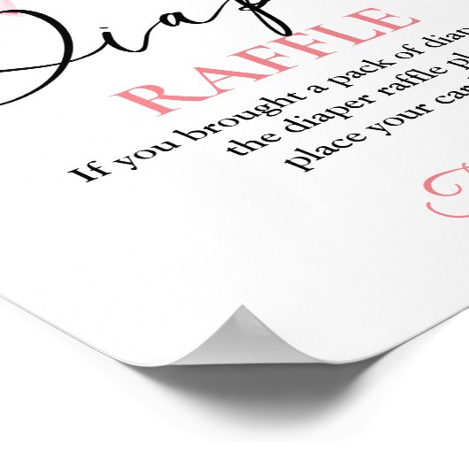 Roze Bow baby Luier loterij baby shower spel teken Poster (Hoek)