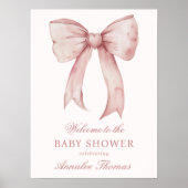 Roze Bow Baby Meisje Douche Welkom Teken Poster (Voorkant)