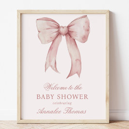 Roze Bow Baby Meisje Douche Welkom Teken Poster