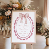 Roze Bow Baby Meisje Douche Welkom Teken Poster