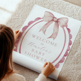 Roze Bow Baby Meisje Douche Welkom Teken Poster