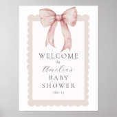 Roze Bow Baby Meisje Douche Welkom Teken Poster (Voorkant)