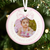 Roze Bow Baby Meisje Foto Ornament