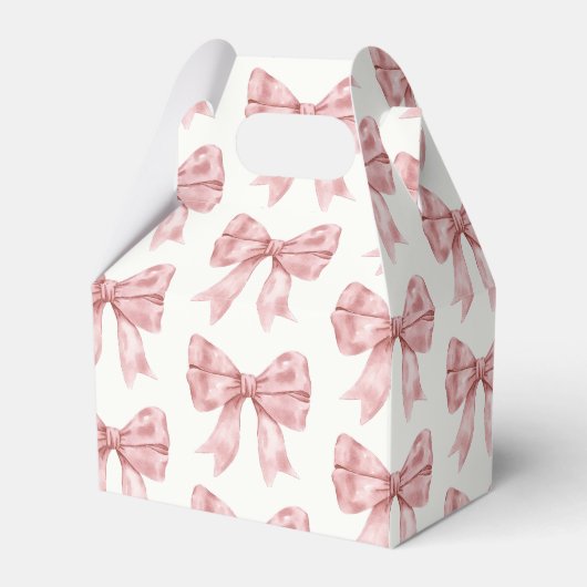 Roze Bow Baby shower Bedankdoosjes (Voorkant Zijde)